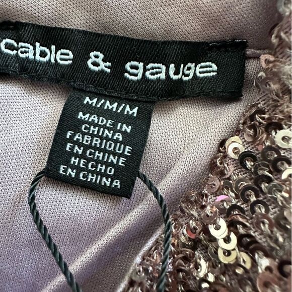 Cable & Gauge Women’s Sleeveless Halter Neck Sequin Top Rose Color Medium - Picture 3 of 4